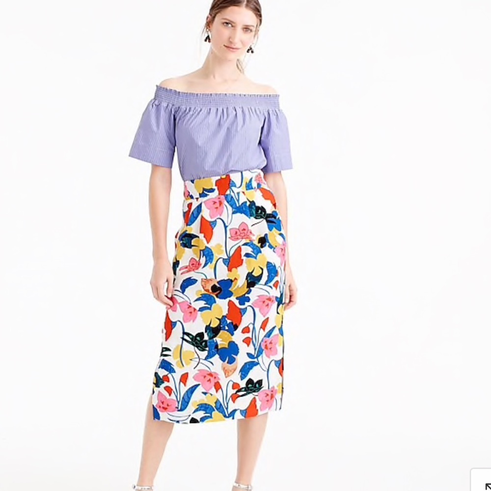 Pintucked midi skirt in morning floral